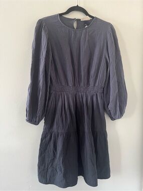 NWT Blue Ombre 100% Cotton Gauze Peasant Mini Dress Small Coastal Beachy